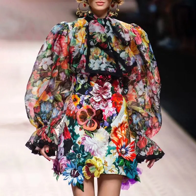 

Spring 2020 new see-through fashion pile collar tie horn long sleeve sunscreen shirt top, Customer