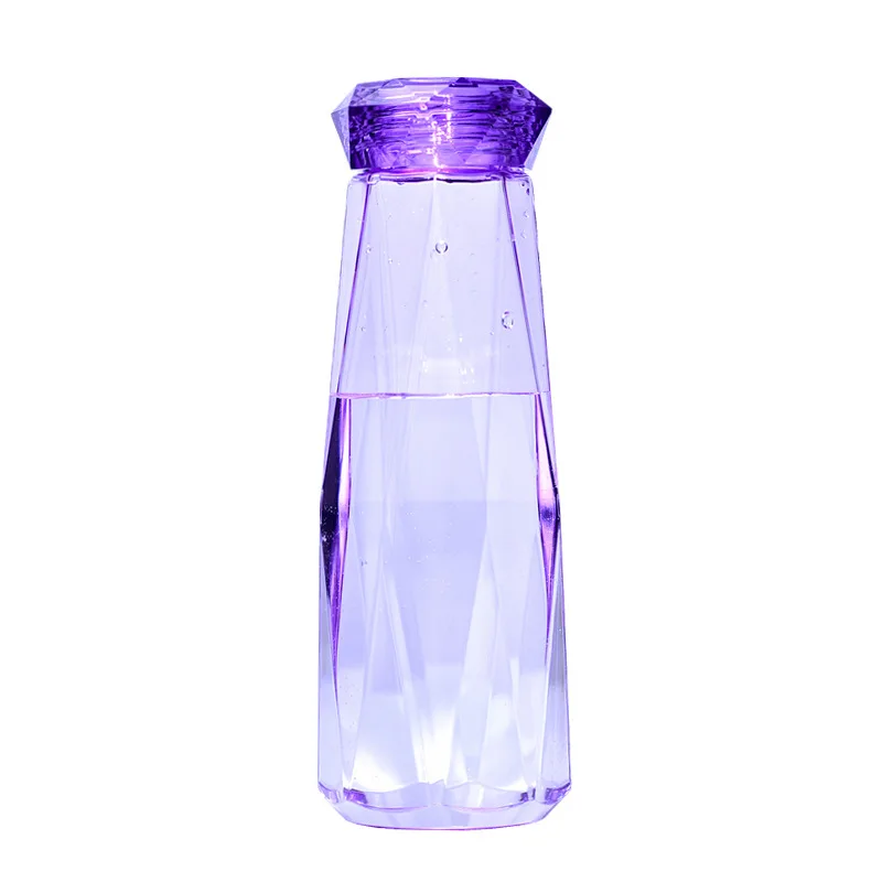 
600ml New Diamond Crystal Shape Lid clear plastic Water Bottle With Custom Logo 