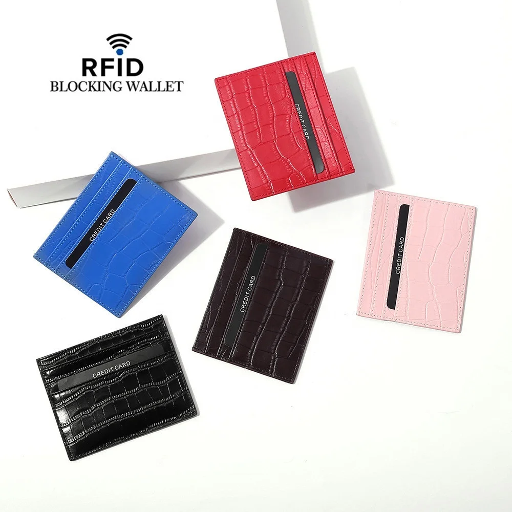 

Cow Leather RIFD Card Wallets ID Card Holder Crocodile Pattern Vintage High Quality Coin Purse Short Slim Men Wallets