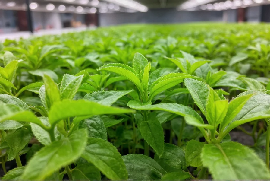 Healthy pepper seedlings with vibrant green leaves growing under LED grow lights in a controlled indoor environment