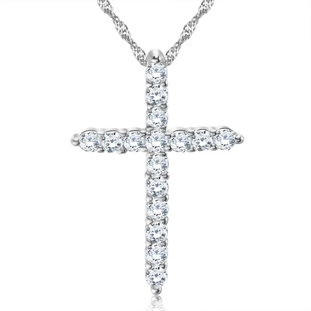 

RINNTIN ON56 cross necklace for women men brass cubic zircon jewelry wholesale