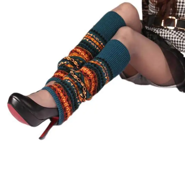 

2020 New Arrival Women Girls Bohemian Long Leg Warmer Winter Fashion Boho Knitted Warm Boot Thigh High Socks, Customized color