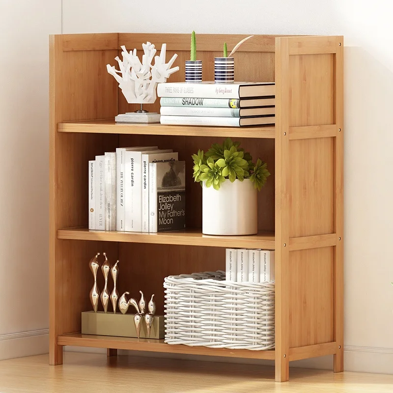 
Haichuan bamboo wooden bookcase modern portable bookshelf with drawer Living room small furniture 