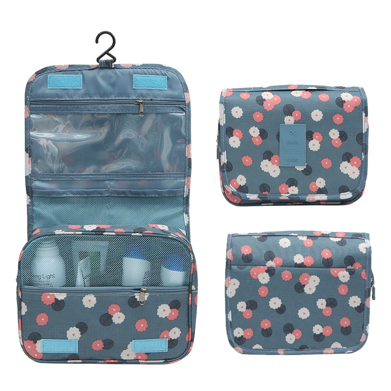 

wholesale waterproof polyester cosmetic bags makeup storage bathroom organizer novation bag custom travel hanging toiletry bag, Black,navy blue,pink,green
