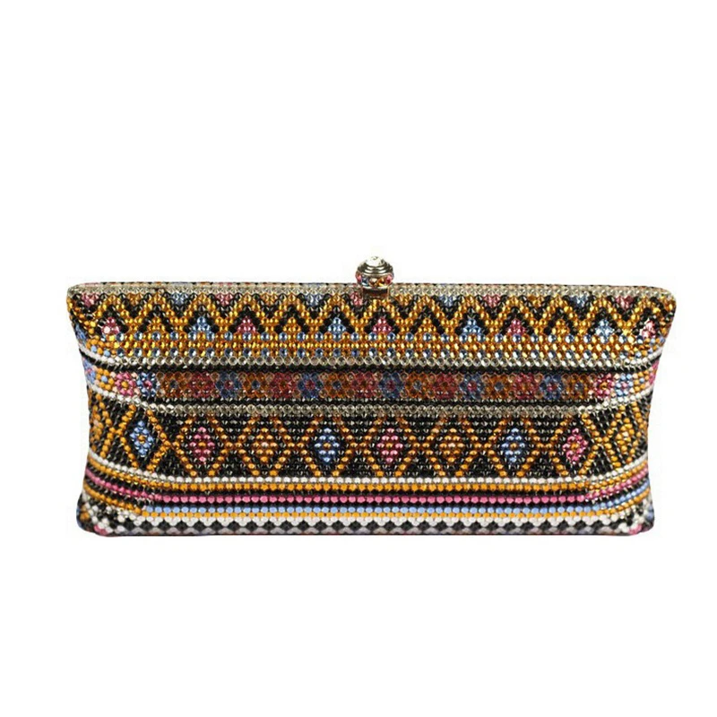 

Fashion Luxury Diamond Sparkle Metal Rhinestone Chain Bag Beaded Clutch Evening Handbags Bags With Crystals, As pictures