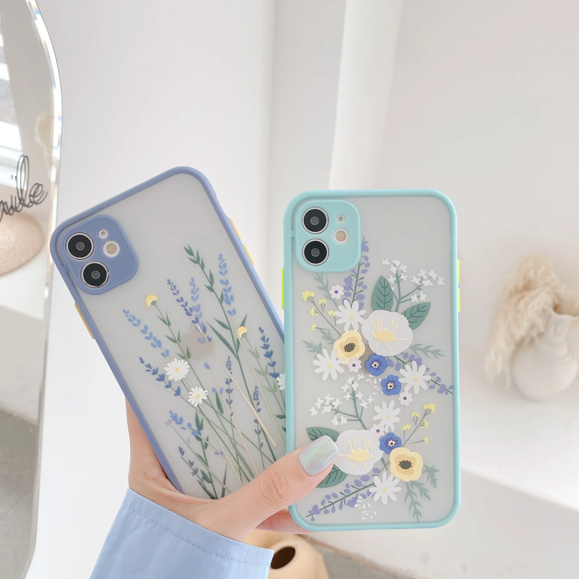 

Designer 3D Relief Flower Case Soft Bumper Transparent Matte PC phone case for iPhone 11 Pro Max X XR XS Max 7 8 Plus SE2020