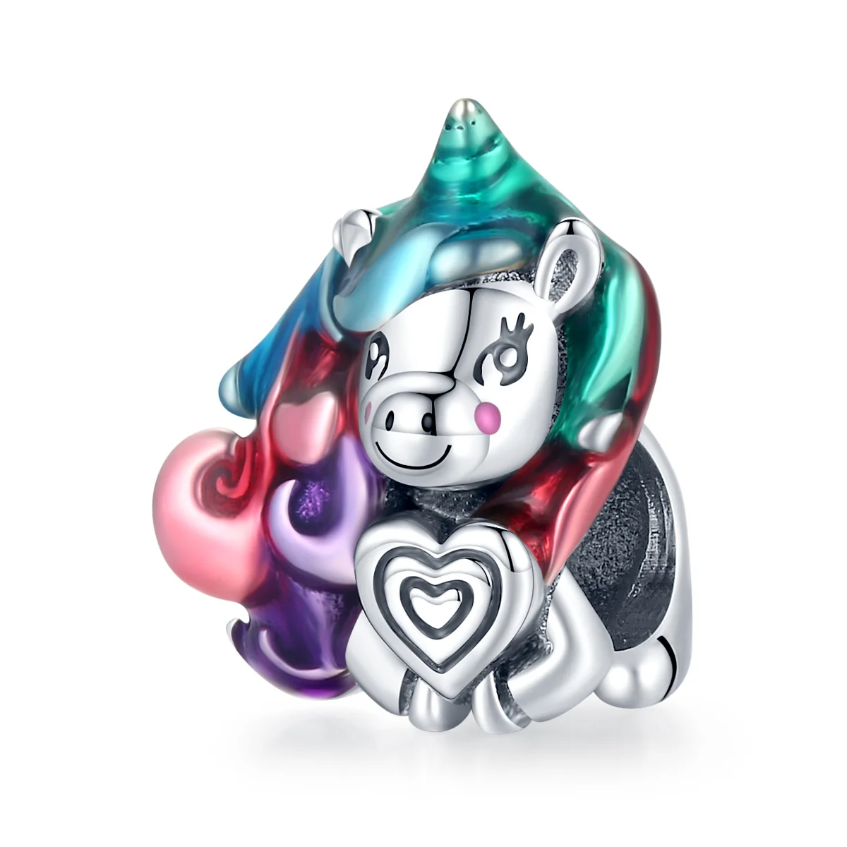 

SCC1919 New Trendy Cute Animal jewelry charms 925 sterling silver colorful pony charm