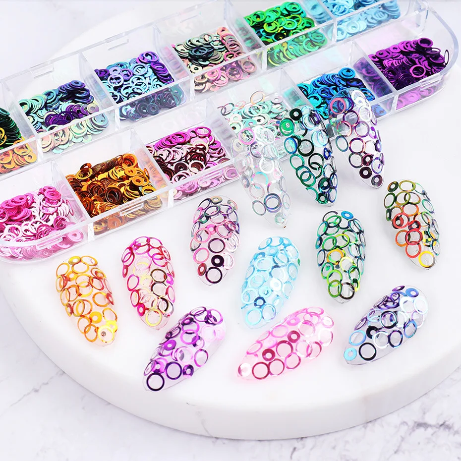 Nail Sequins Laser Round Circle Holographic Glitter Nail Art