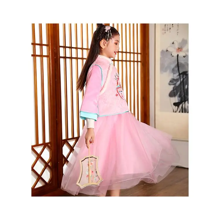 
Modern Chinese Traditional Two Piece Dress Set Hanfu Children Dress 