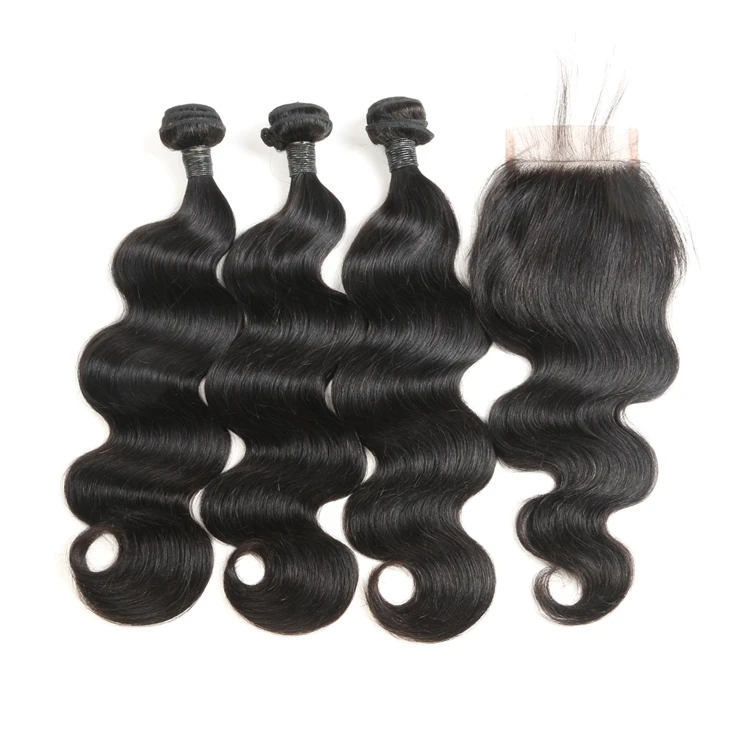 

Body Wave Human Hair Bundle Extension With Lace Closure 4x4 Wholesale 12a Brazilian Cuticle Aligned Raw Virgin Hair Supplier