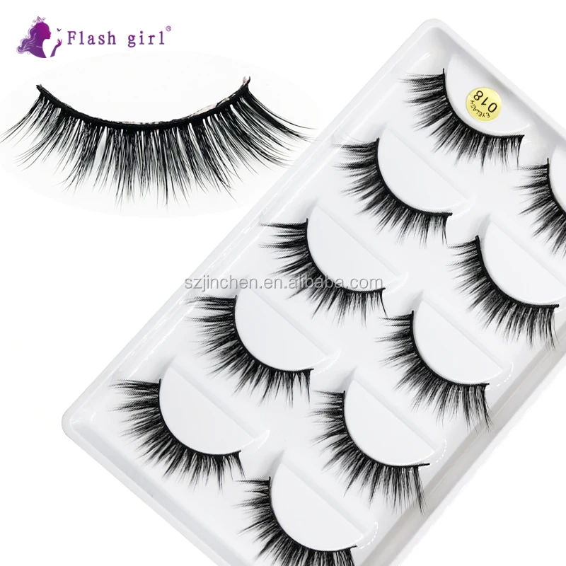 

Flash girl Wholesale The newest 018 100% handmade 5pais 3D mink Eyelashes top quality false Eyelashes, Black color