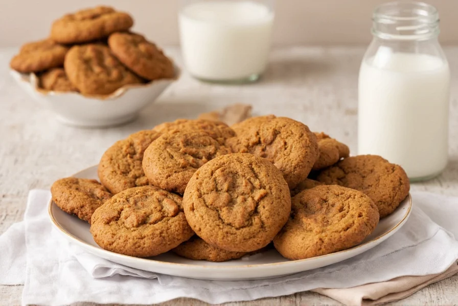 Perfectly baked ginger cookies with cracked tops on cooling rack