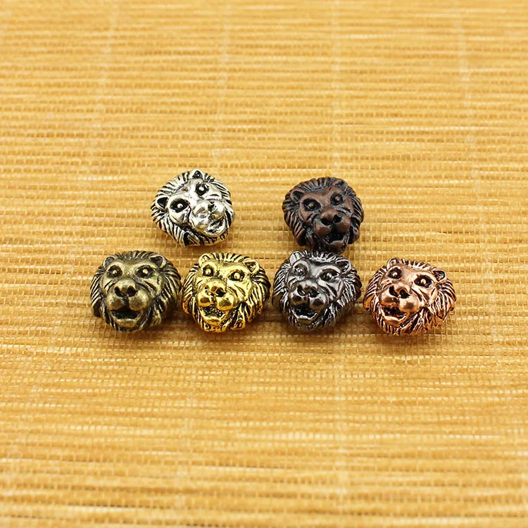 

JFA1010 Fashion style antique silver gold rose gold plated zinc alloy animal head metal lion head beads