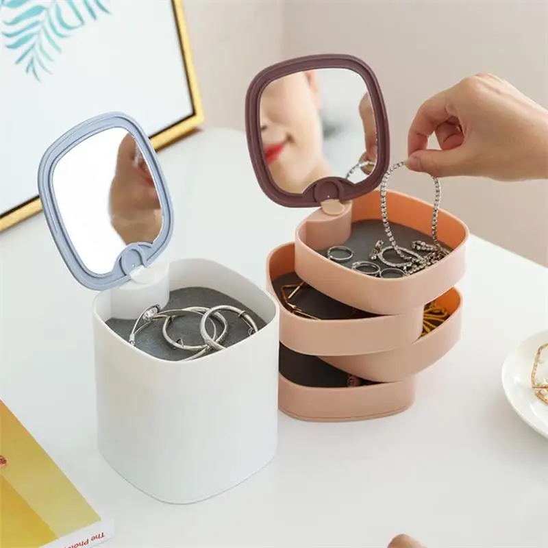 

Jewelry Boxs Creative 4 Layers Rotatable Plastic Jewelry Container Case Earring Ring Multi-Function Jewelry Storage Box