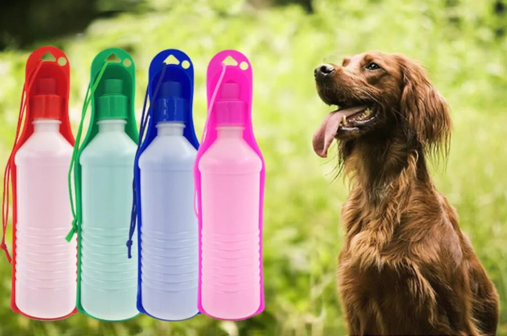 

Dog Travel Water Bottle Dispenser Foldable Plastic Dog Drinking Water Feeder Portable Outdoor Pet Puppy Bowl, Multicolor random