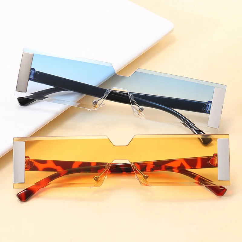 

Superhot Eyewear 18845 Fashion 2021 Sun glasses One Piece Lens Rectangle Rimless Sunglasses