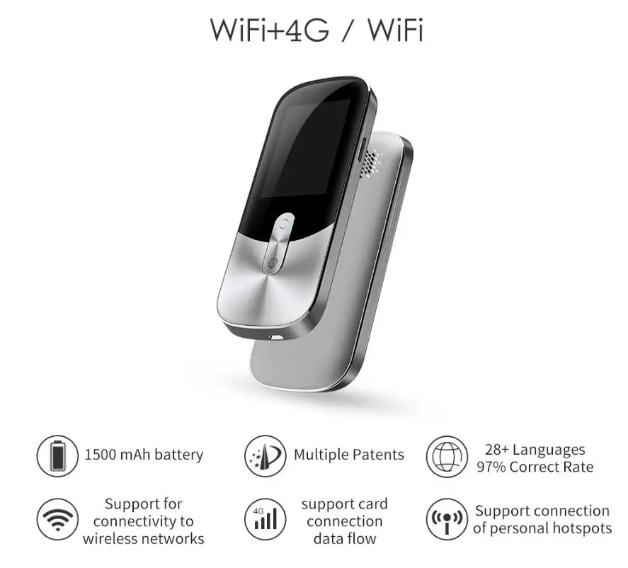 
4G Wifi Instant Language Translator Device With 2.4 Inch Smart Touch Screen 