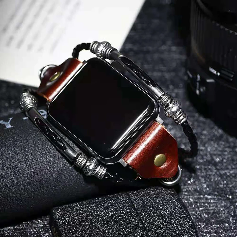 

Customizable Straps Different Shapes High Quality Eco-friendly New Design Genuine Leather And Alloy Watch Band, 2 colors