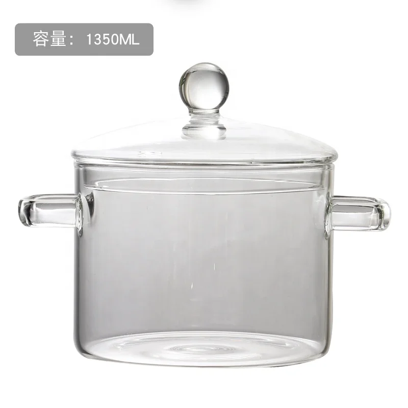 

2020 Amazon hot sale Food-grade Heat Resistant Glass Cooking Pot Clear Glass Soup Pot with Lid for Stovetop Microwave housewares