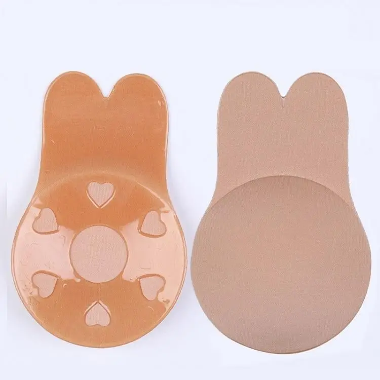 Reusable Rabbit Shape Invisible Adhesive Push Up Strapless Sticky Silicone Nipple Cover for Women