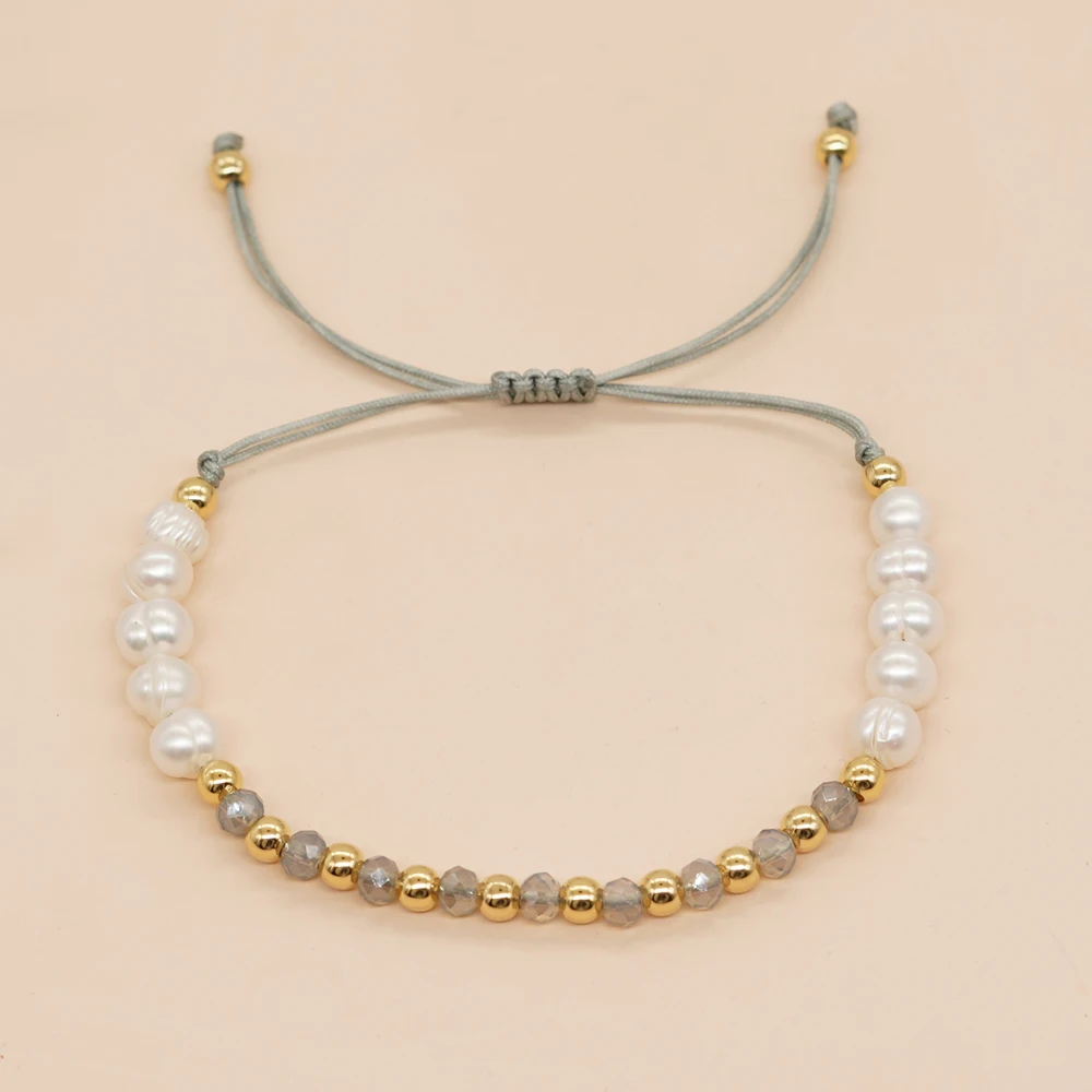 

Go2boho 2023 New In Fresh Water Pearl Crystal Bead Bracelets For Women Gold Beaded Adjustable Boho Friendship Jewelry