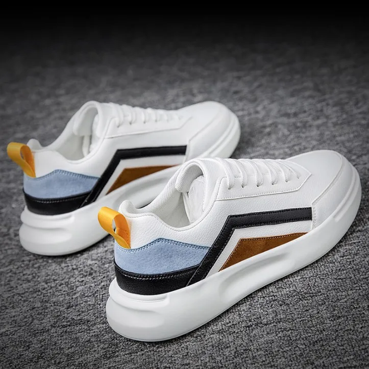 

2021 Wholesale OEM Men's Fashion Sneakers Casual Canvas Shoes Cheap Causal Shoes for Men, White/black/yellow
