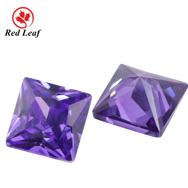 

Redleaf gems top quality zircon stone square shape D-violet color wholesale cubic zirconia