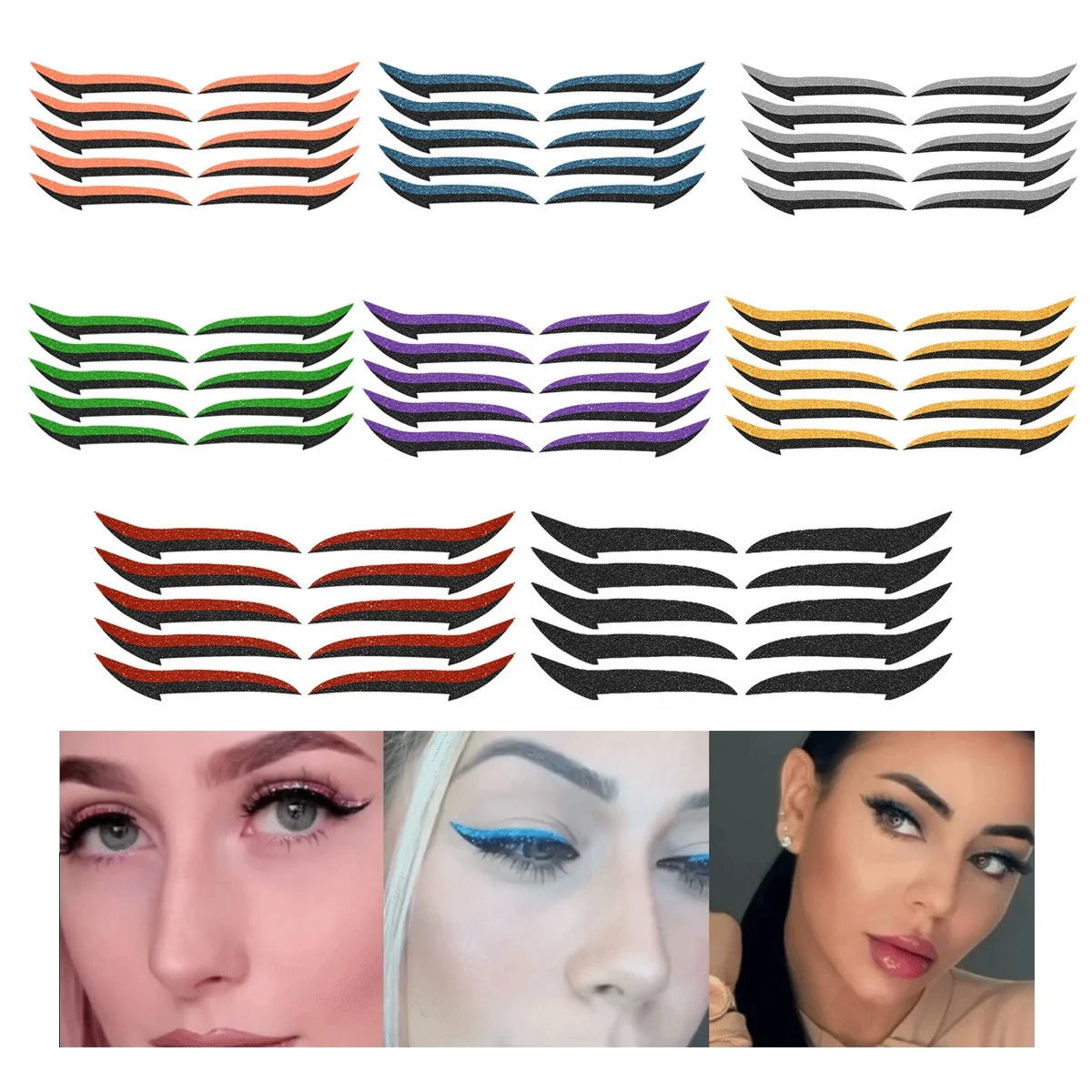 

5 Pairs Waterproof Reusable Eyeliner Stickers Wholesale Eye Line Strip Sticker Eyes Makeup Adhesive Winged Eyeliner Stickers