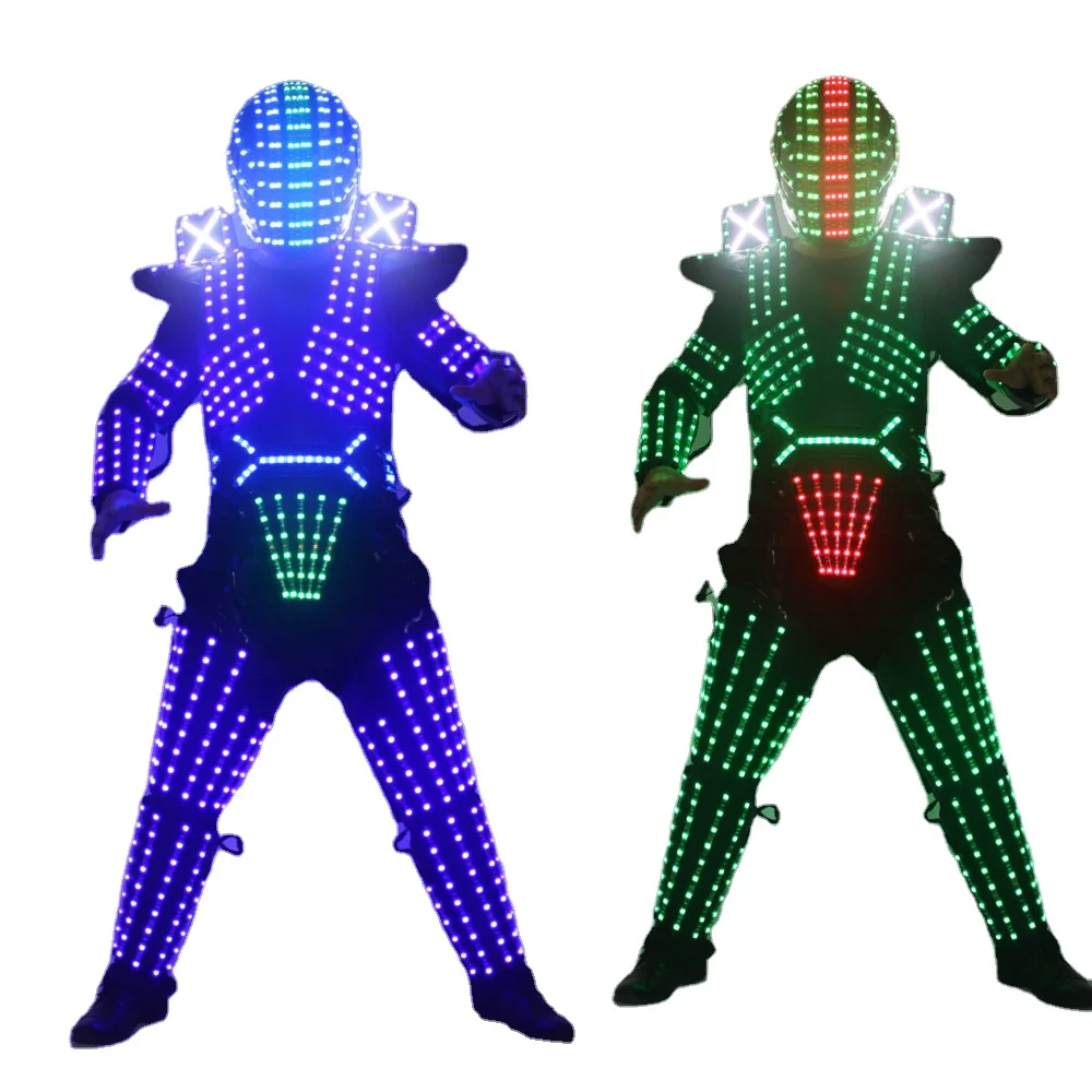 

RGB Color LED Growing Robot Suit Costume Men LED Luminous Clothing Dance Wear For Night Clubs Party KTV Supplies
