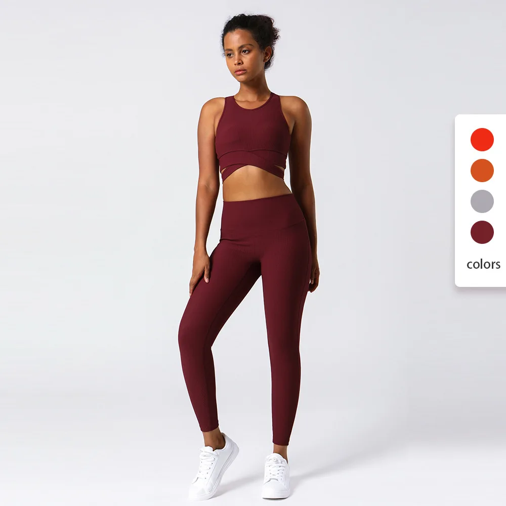 

2 Piece Set Women Seamless Yoga Set Fitness Clothing High Waist Leggings+Sport Bra Gym Workout Clothes Women Jogging Sportswear