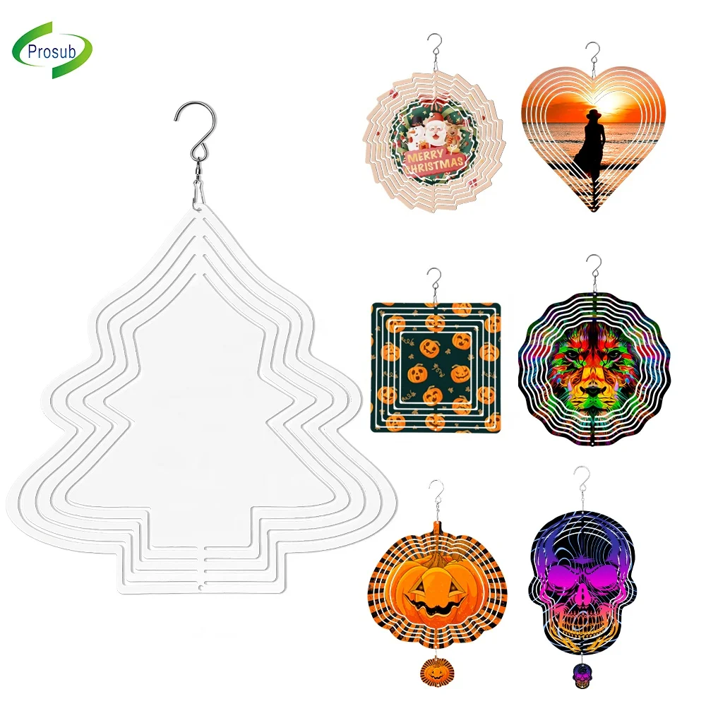 

Prosub Sublimation Wind Spinner Blank Personalized Custom Printed Aluminum Hanging Garden Christmas Decoration Wind Spinners