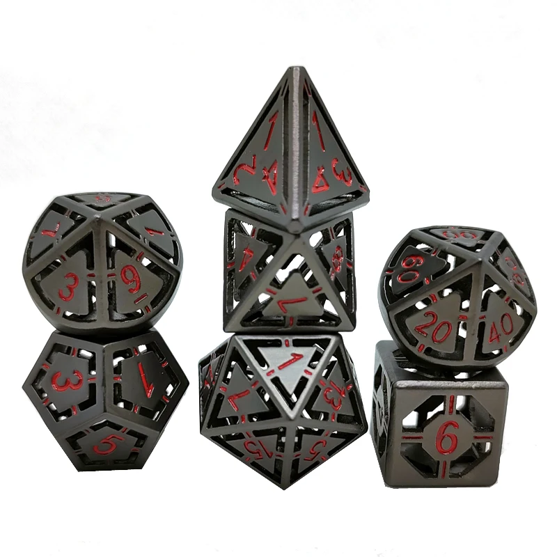 

7Pcs hollow metal DND game dice set RPG MTG polyhedral dnd dice custom metal dice