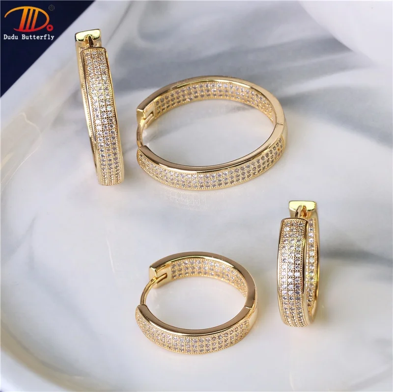 

2020 big hoop zirconia earrings brass 18k gold plated earrings for Christmas gift