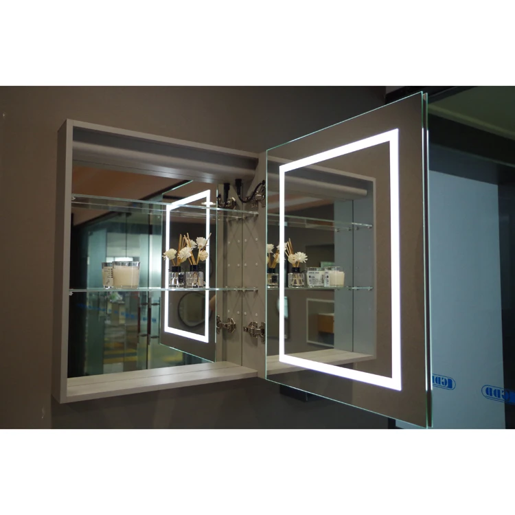 Square Makeup Wireless Bathroom Vanity Led Mirror Cabinets with Light