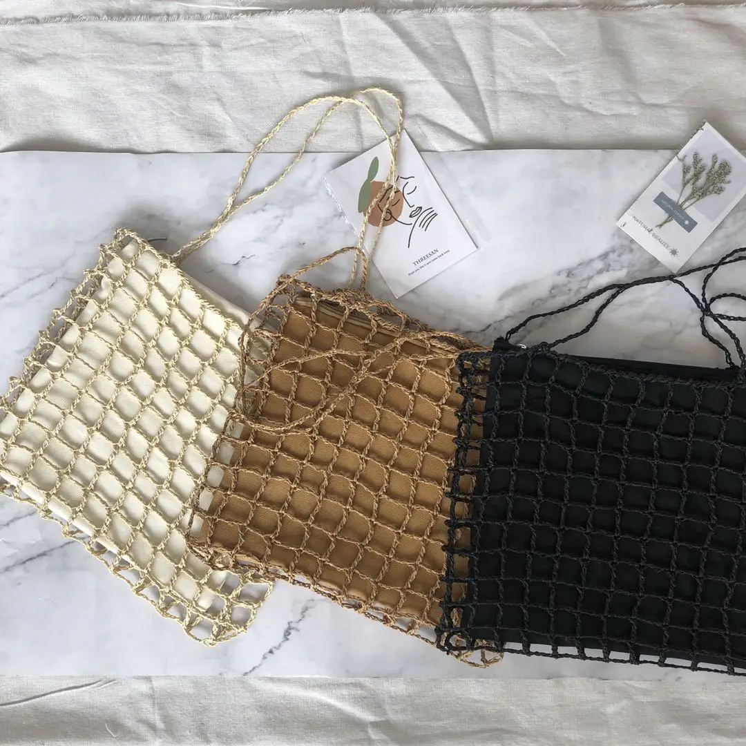 

Fashionable Large Capacity Fashion Hollow out Knit Rattan Beach Bag Straw Bag Wholesale Luxury Beach Bags