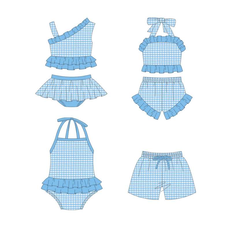 

2022 European and American new girls' swimsuit double Ruffle split swimsuit children's swimsuit, Picture shows