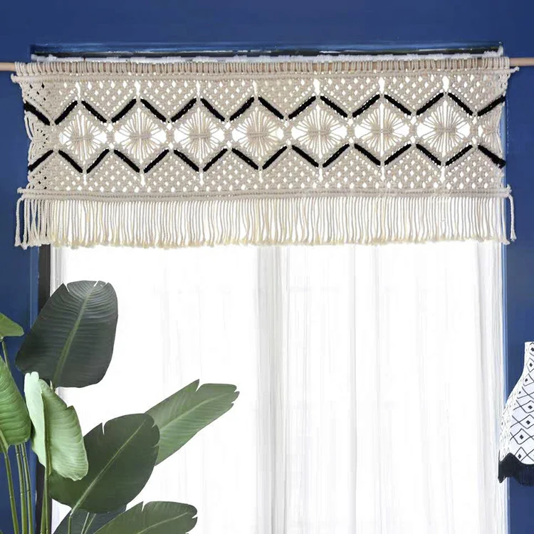 

Macrame Curtains for Window Doorway Boho Wall Decor Bedroom Bathroom Divider Bohemian Wedding Backdrop, White yellow pink purple or customized color