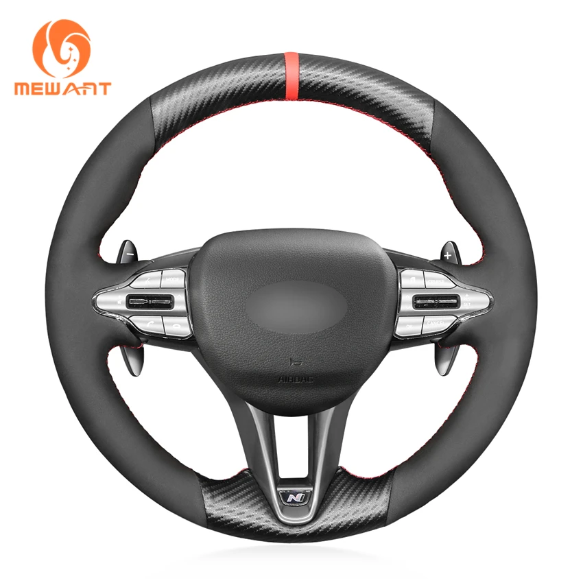 

Hand Stitching Custom Matt Carbon Soft Suede Steering Wheel Cover for Hyundai i30 N Veloster N 2017 2018 2019 2020 2021
