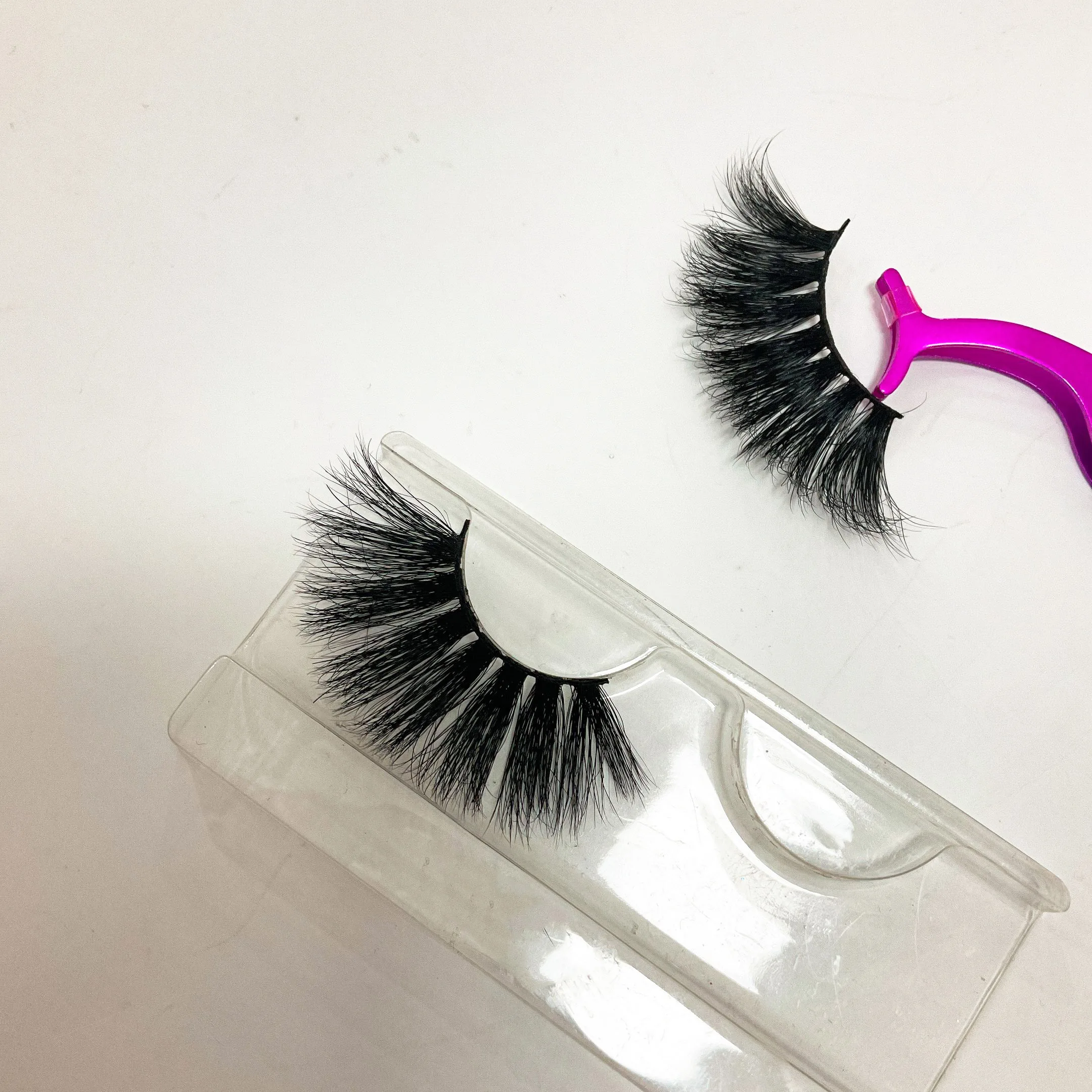 

Best quality fluffy 3d mink lashes eyelashes with eyelash vendor packaging box lashes, Black