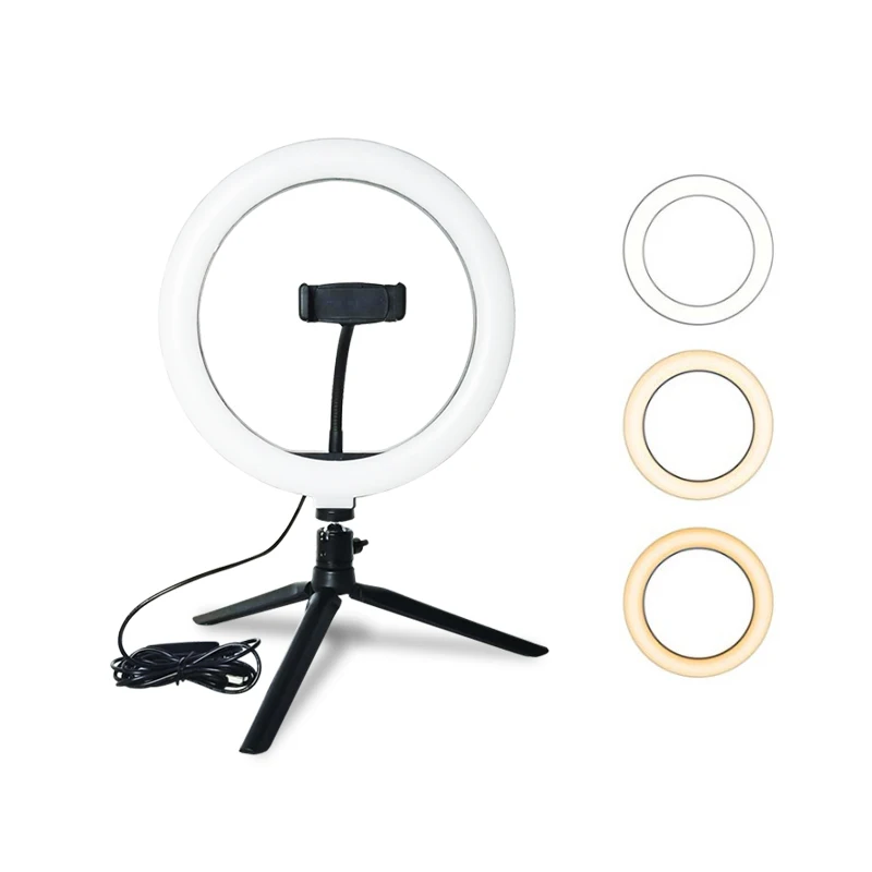 

Table Top Dimmable 10 Inch 26 cm LED Ring Ring Fill Light for Camera Selfie Live Broadcasts tiktok