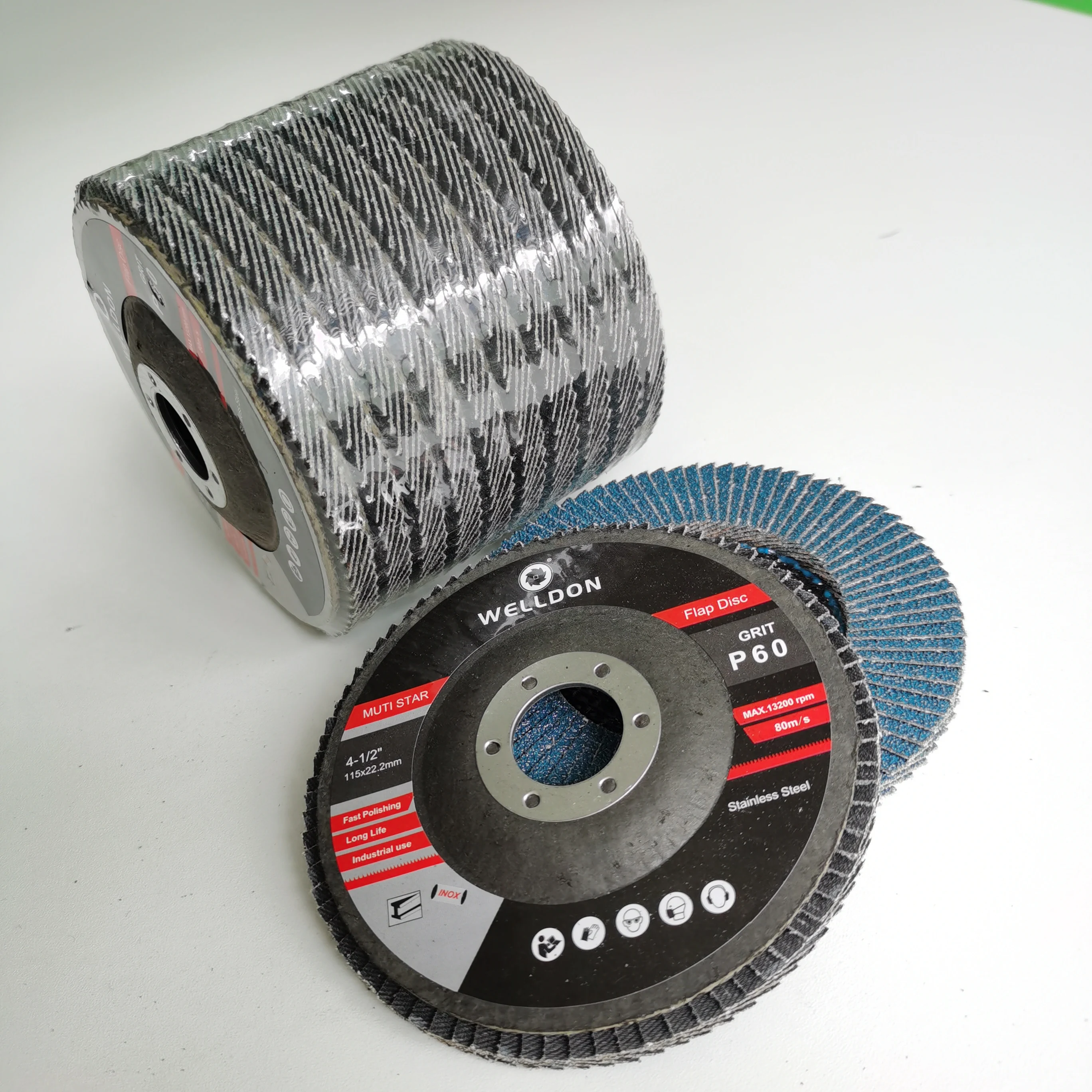 

china abrasive 115flap wheel disc 4.5 paint removal stainless steel polishing metal steel with sand paper 4 1/2 flap disc grind