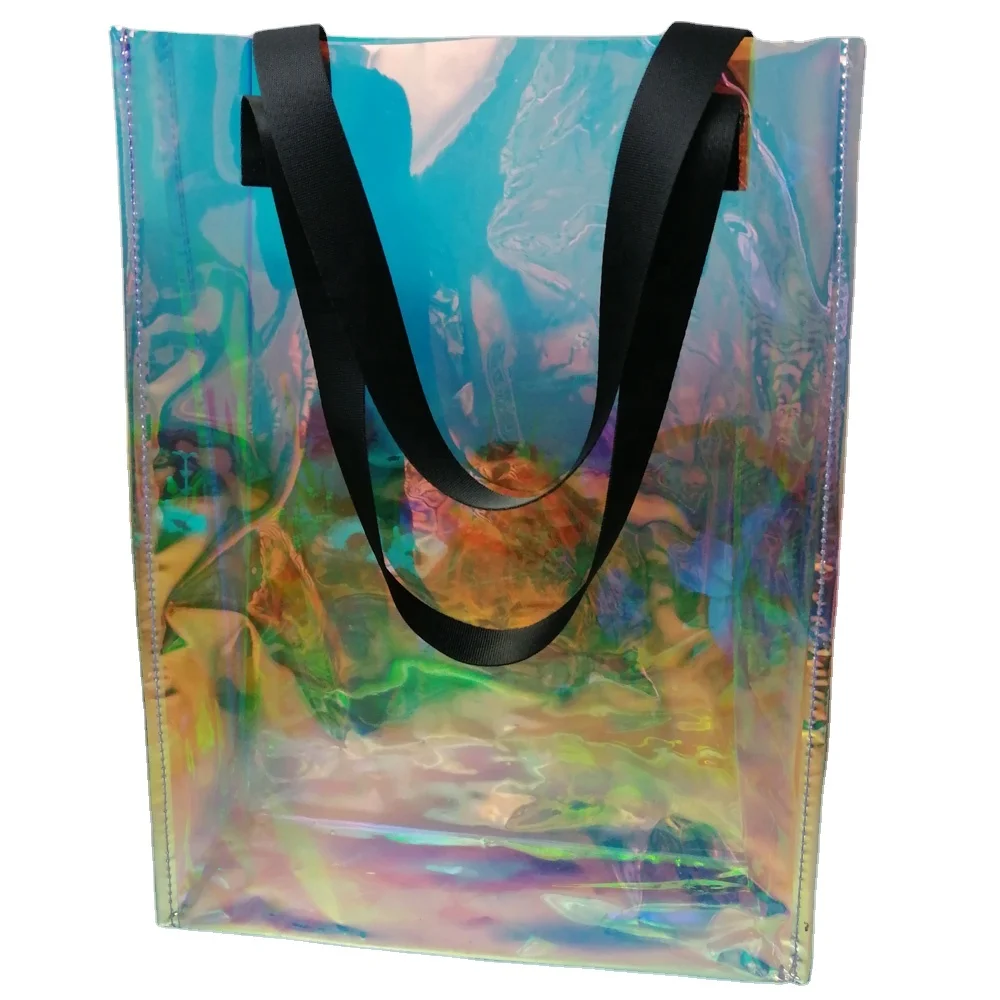 

Ladies Iridescent PVC Holographic Handbag Beach Shoulder Tote Shopping Bags For Wholesale, Laser