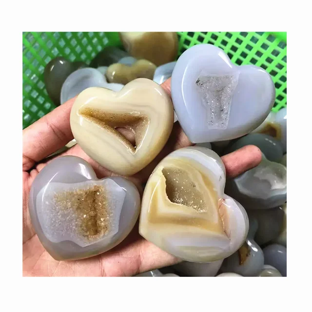 

Wholesale natural quartz crystal crafts spiritual products healing crystals druzy agate heart for Christmas decoration 2023