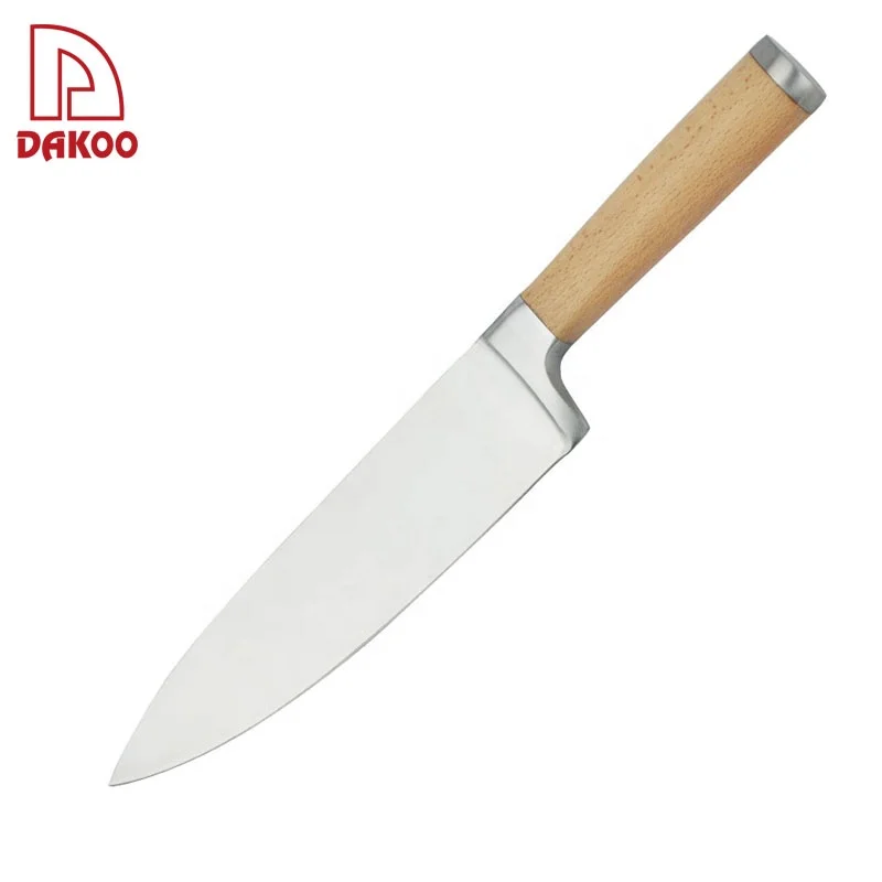 

Yangjiang factory stainless steel kitchen knife single 8 Inch Chef Knife With Beech Wood Forged Handle, Yellow