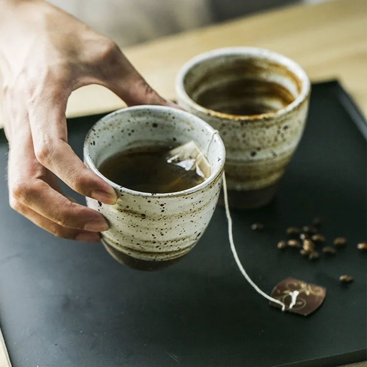 

Japanese Handmade Coarse Pottery Teacup Ceramic Kung Fu Small Tea Bowl Retro Tea Cup Creative Coffee Milk Water Mug Drinkware