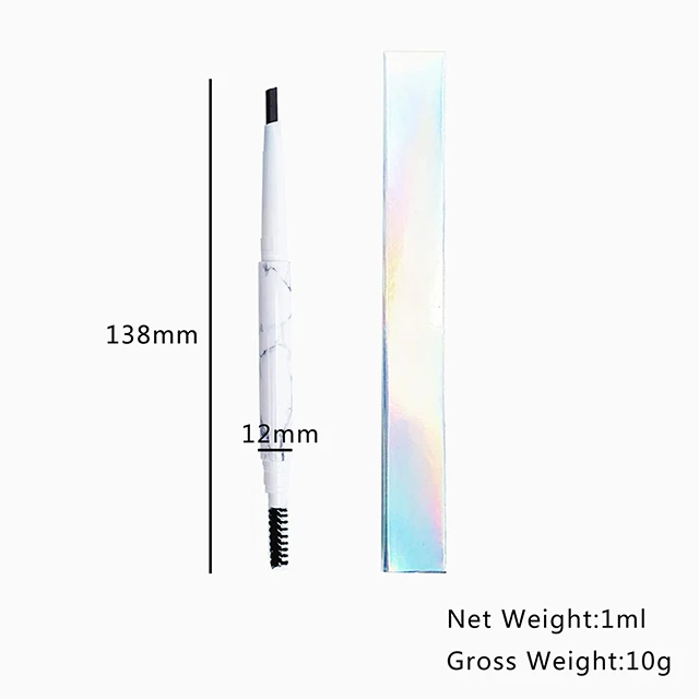 

New Product White marble Double Head Waterproof Custom Logo Private Label Eye Brow Eyebrow Pencil