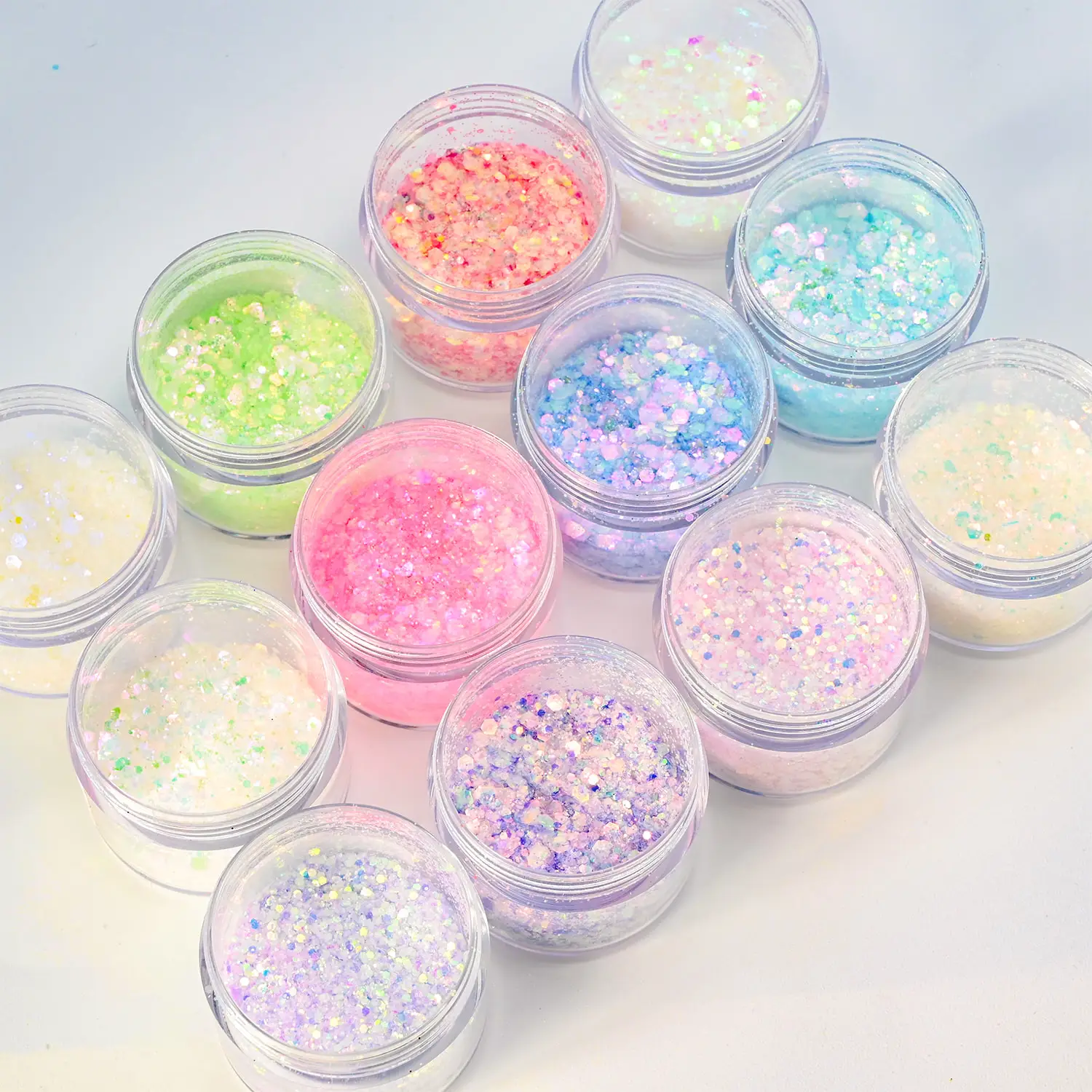

Bulk Glitter Wholesale Eco-Friendly Cosmetic Nail Chunky Glitter Powder Nail Glitter, 12 colors or customized or glitter mix