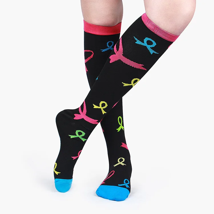 

Breast cancer awareness socks colorful women compression socks medical unisex custom nurse socks