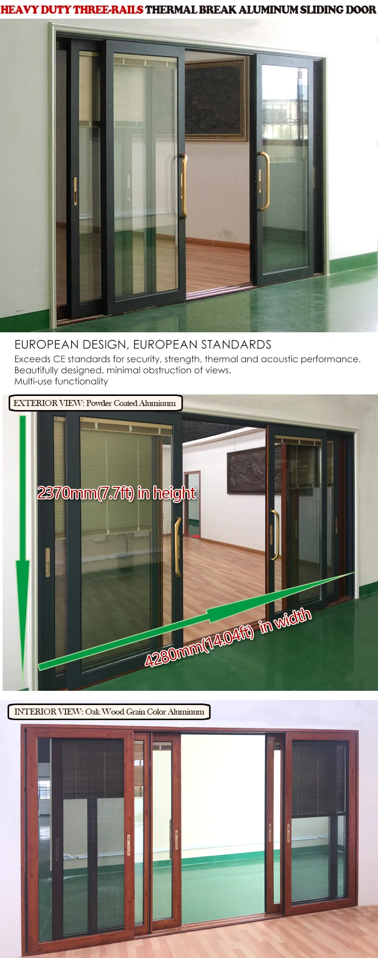New hot selling products triple track sliding patio doors door hardware