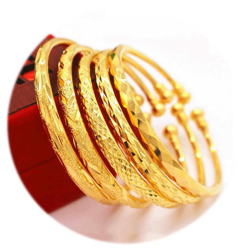 

Ethlyn Luxury 18K Gold Color Cuff Bangles Jewelry Ethiopian African Dubai Indian Bracelet Wedding Gifts for Women TT09